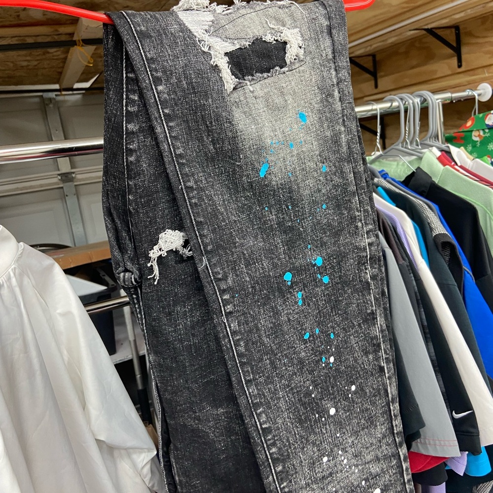 Staple Black Jeans with Blue Accents